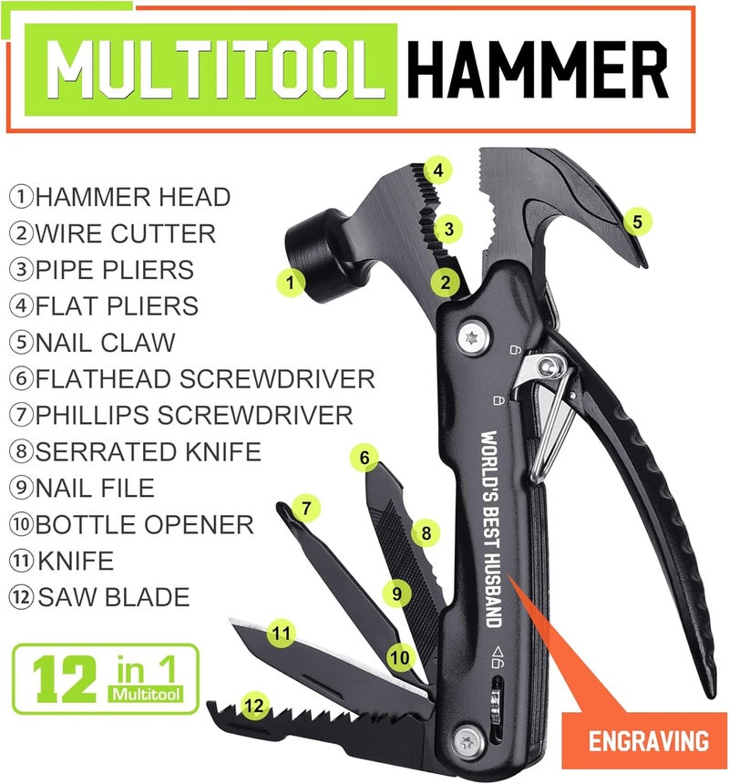 risadas Gifts for Husband - Husband Gifts, Husbands Birthday Gift - Gift for Him from Wife, Christmas Husbands Stocking Stuffers - Valentines Day Fathers Day Presents for Him, Multitool Hammer - Image 2